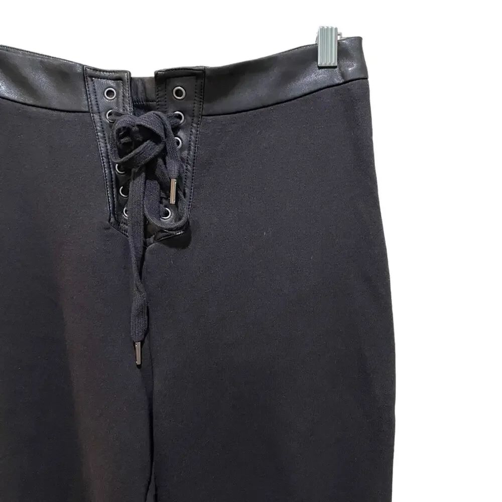 Romeo & Juliet Couture Lace Up Jogger Pants Black High Rise Women’s Size Large